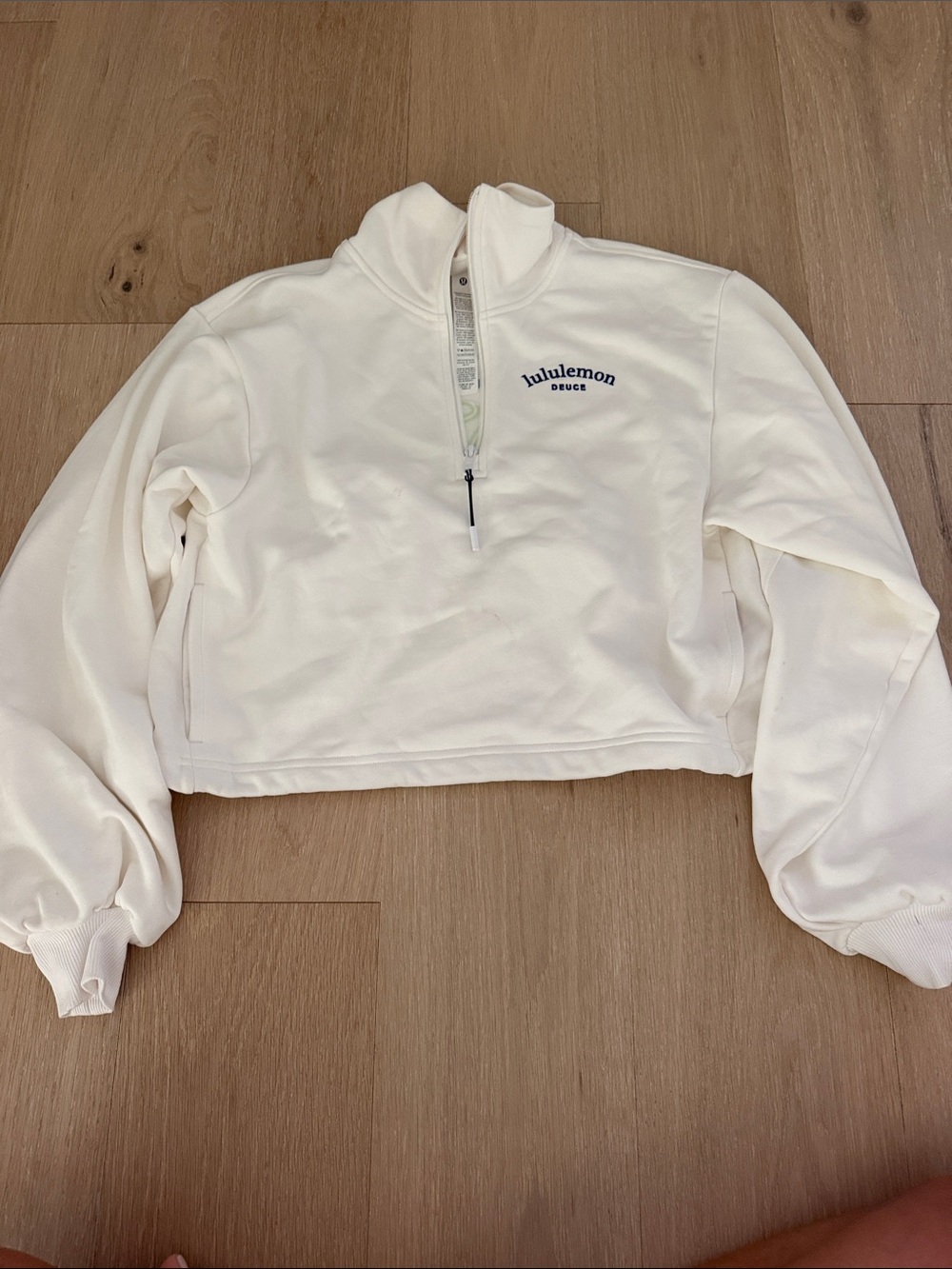 lululemon athletica White Half-Zip Cropped Sweatshirt
